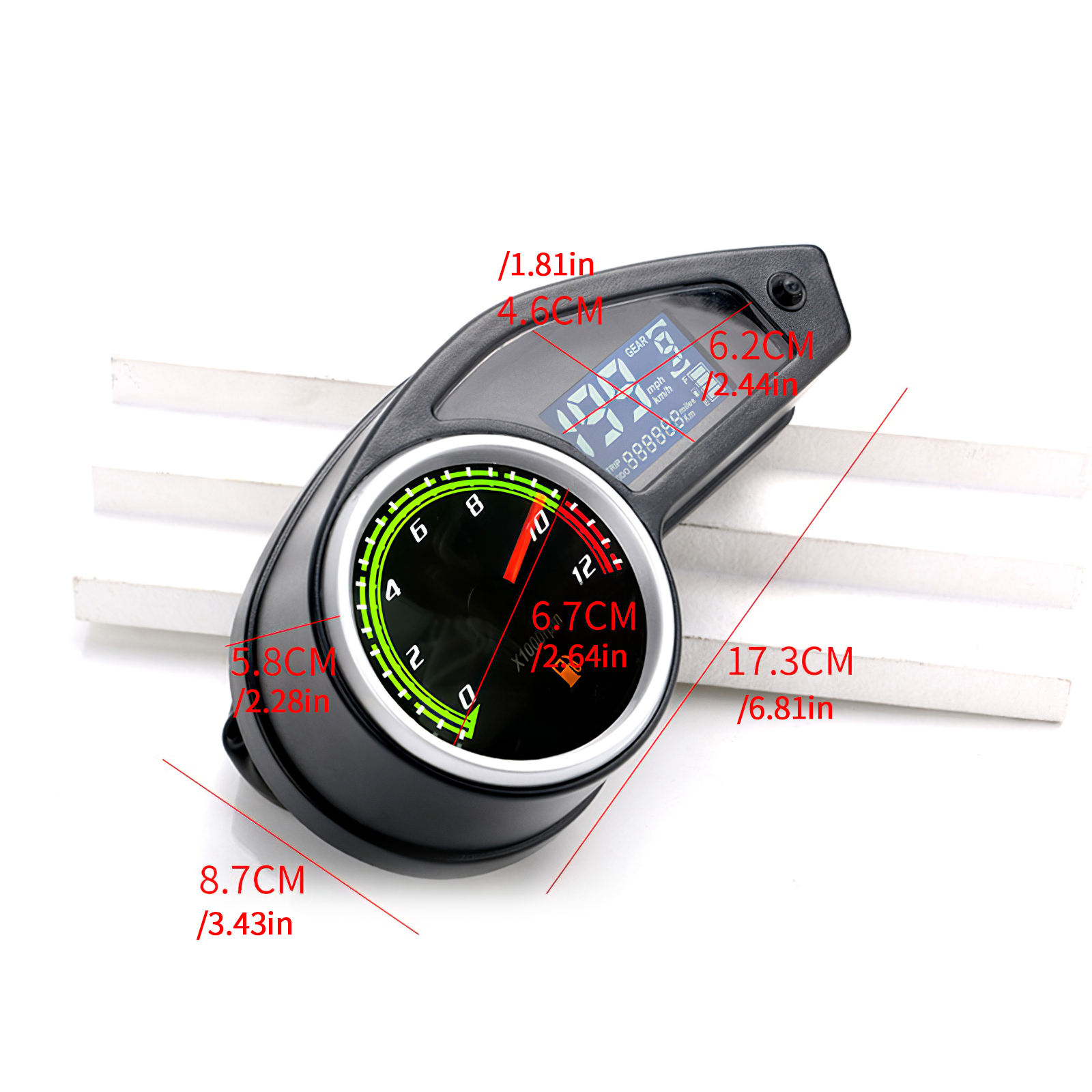 Motorcycle Digital Speedometer, Motorcycle Digital Speedometer Black Motorbike Tachometer LCD odometer Gauge Universal Ometer with Sensor fit for Motorcycle Repair Refit
