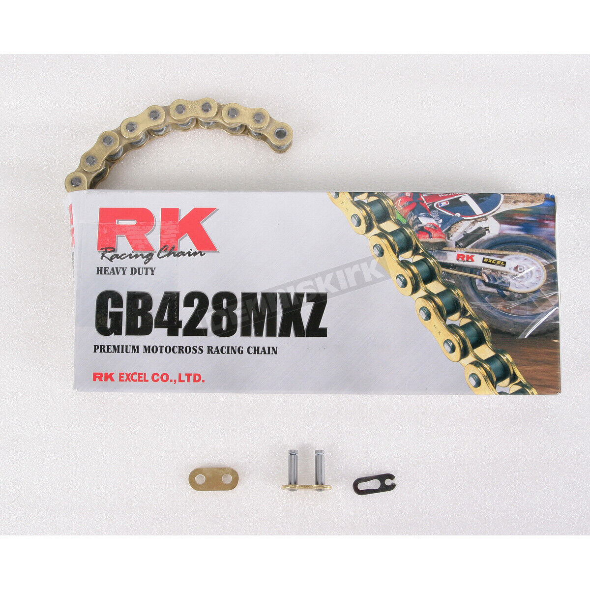 RK Racing Chain GB428MXZ130 130-Links Gold MX Chain with Connecting Link
