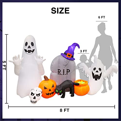 Halloween Inflatables Decorations: Ghost Cat Pumpkin - 8FT