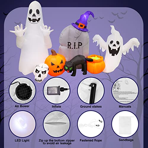 Halloween Inflatables Decorations: Ghost Cat Pumpkin - 8FT