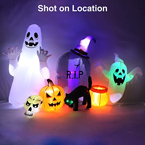 Halloween Inflatables Decorations: Ghost Cat Pumpkin - 8FT