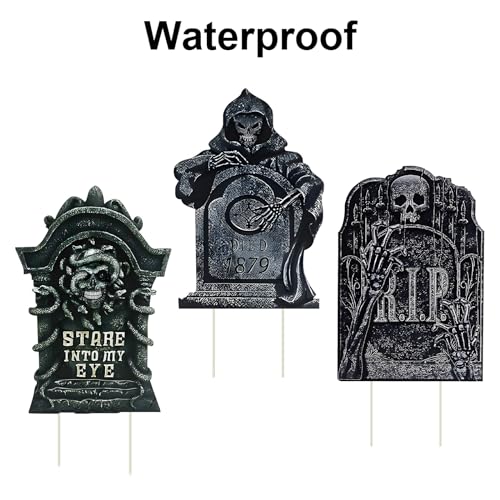 Halloween Tombstone Decorations Gravestone Decor for Graveyard Headstone Yard Signs Outdoor Lawn Yard Garden Decorations Halloween Yard Stakes - 6PCS