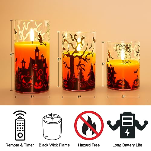 Orange LED Halloween Candles with Remote Control