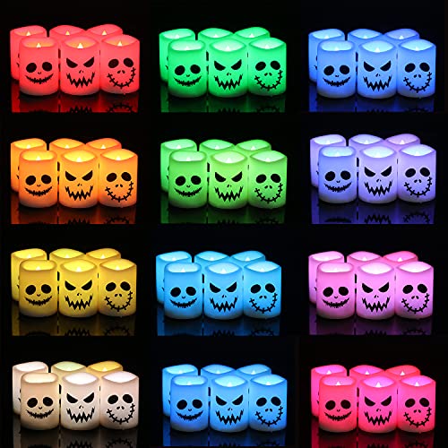 Flameless Halloween Votive Candles with Remote - 6 Pack