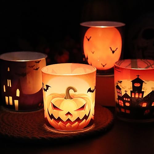 Halloween Glass Votive Candle Holders - 4PCS