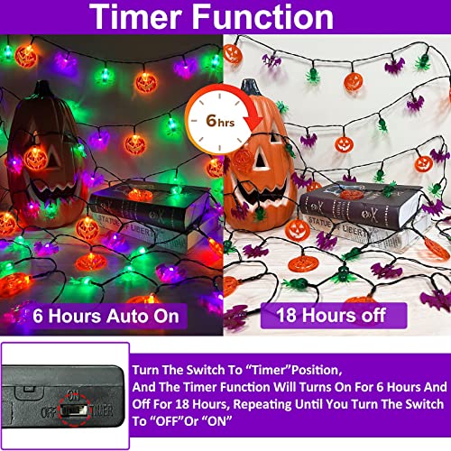 Halloween Lights: 30Ft 90LED Pumpkins, Bats, Spider