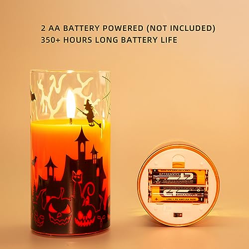 Orange LED Halloween Candles with Remote Control
