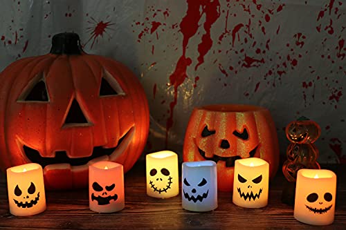 Flameless Halloween Votive Candles with Remote - 6 Pack
