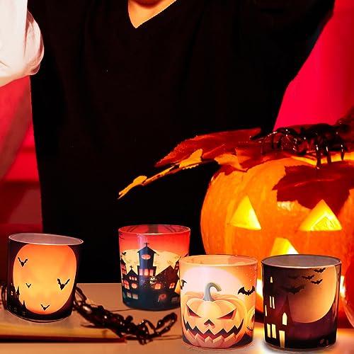 Halloween Glass Votive Candle Holders - 4PCS