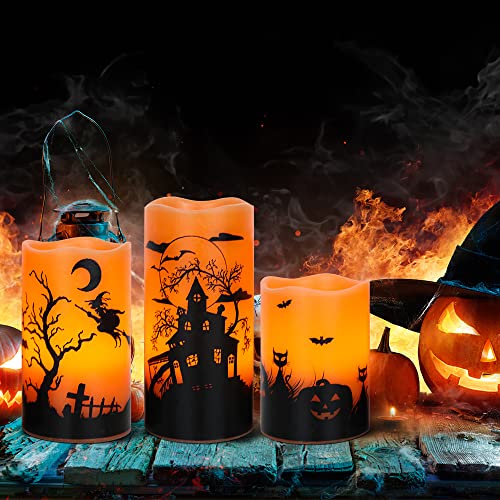 Halloween Flameless Flickering LED Candles - Assorted Decals!