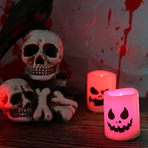 Flameless Halloween Votive Candles with Remote - 6 Pack