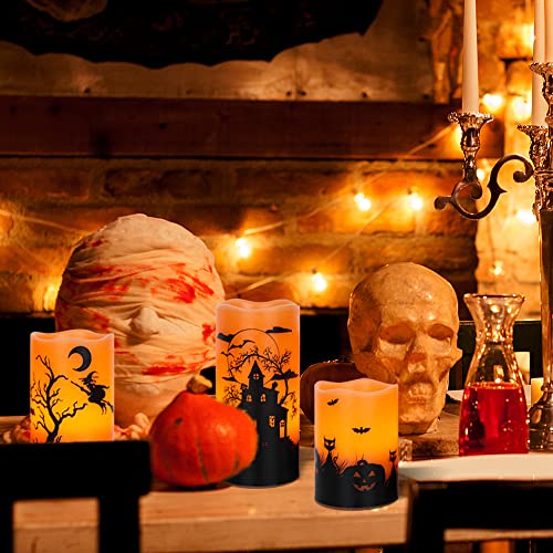Halloween Flameless Flickering LED Candles - Assorted Decals!