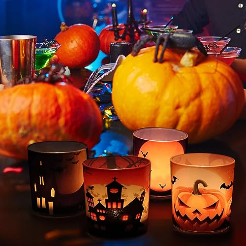 Halloween Glass Votive Candle Holders - 4PCS