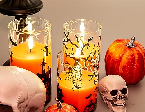 Orange LED Halloween Candles with Remote Control