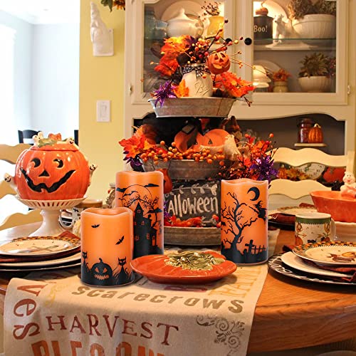 Halloween Flameless Flickering LED Candles - Assorted Decals!