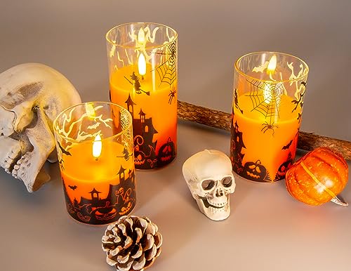 Orange LED Halloween Candles with Remote Control