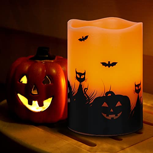 Halloween Flameless Flickering LED Candles - Assorted Decals!