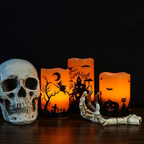 Halloween Flameless Flickering LED Candles - Assorted Decals!