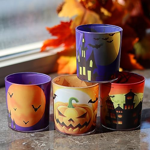 Halloween Glass Votive Candle Holders - 4PCS