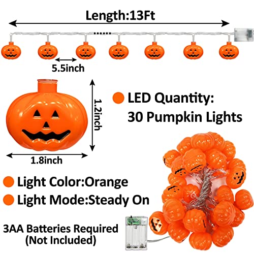 13 Ft Halloween Pumpkin String Lights with Timer