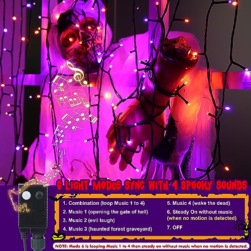 Halloween Outdoor Lights: 82FT 200 LED Spooky Music