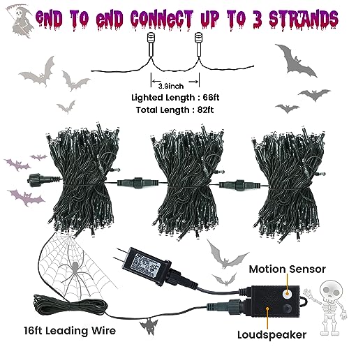 Halloween Outdoor Lights: 82FT 200 LED Spooky Music