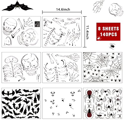 140PCS Double-Sided Halloween Window Clings for Spooky Decor