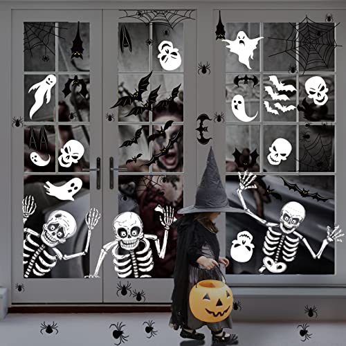 140PCS Double-Sided Halloween Window Clings for Spooky Decor