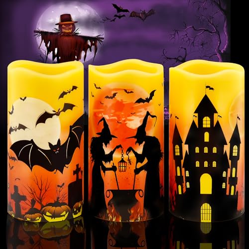 Spooky Halloween LED Wax Candles with Timer