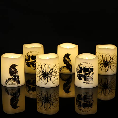 Halloween Flameless LED Votive Candles with Spooky Decals