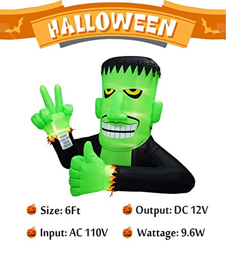6FT High Halloween Inflatable Frankenstein with LED Lights