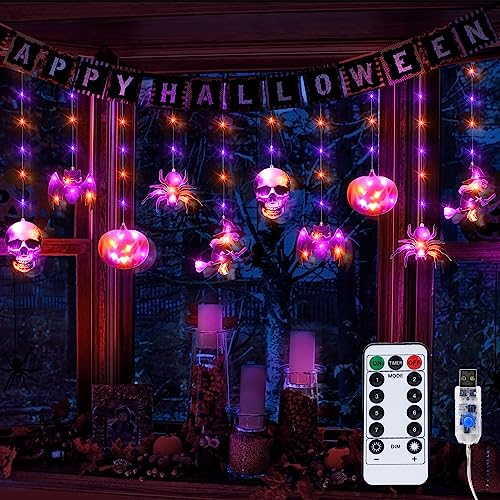 Haunted 108LED Curtain Lights with 10 Ornaments