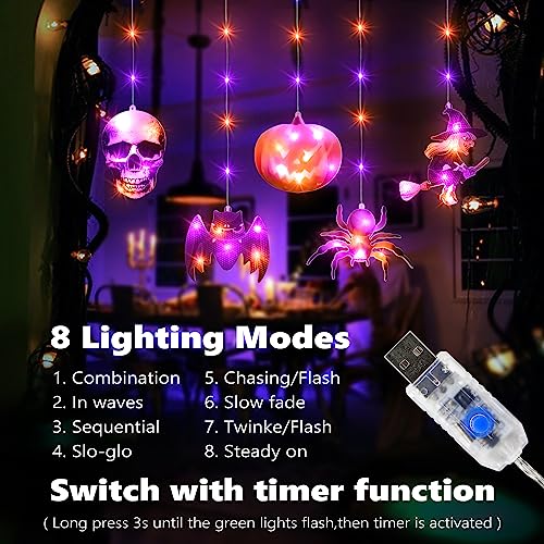 Haunted 108LED Curtain Lights with 10 Ornaments