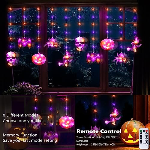 Haunted 108LED Curtain Lights with 10 Ornaments