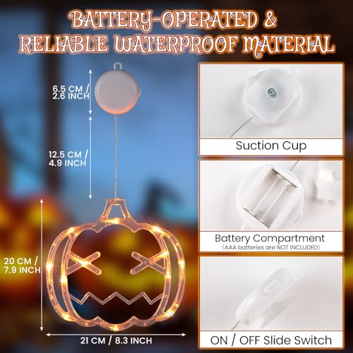 5Pack Halloween LED Window Lights - Pumpkin Spider Witch Hat Ghost Eyeball