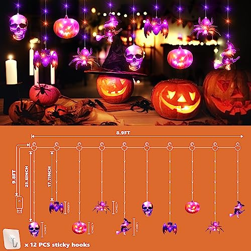 Haunted 108LED Curtain Lights with 10 Ornaments