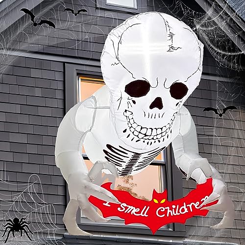 OurWarm 3.5FT LED Skull Halloween Inflatables Yard Decor