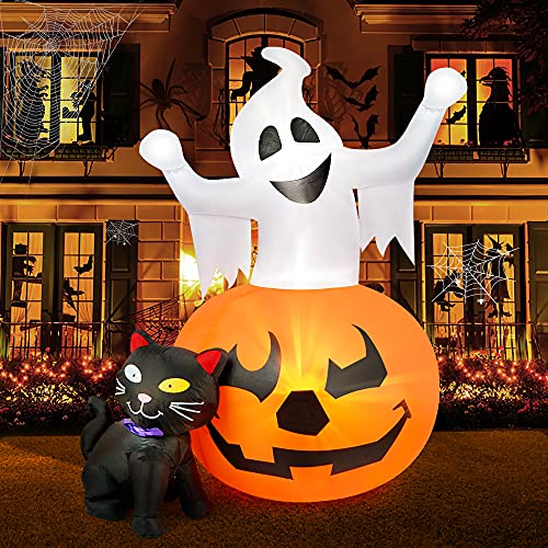 Spooky Pumpkin & Black Cat Halloween Inflatables (5ft)