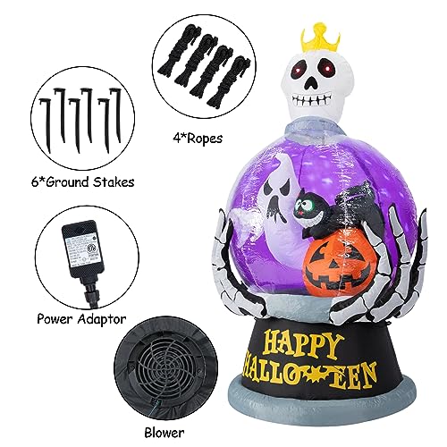 6ft LED Skull Halloween Inflatable Snow Globe