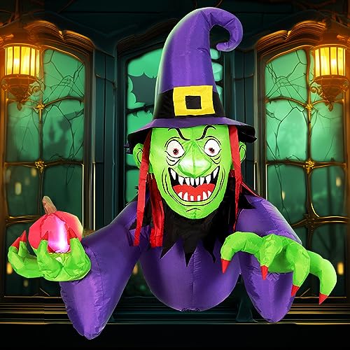 Halloween Inflatable: 4FT Witch Breaks Out with LED Lights