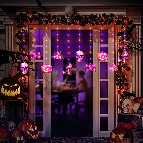 Haunted 108LED Curtain Lights with 10 Ornaments