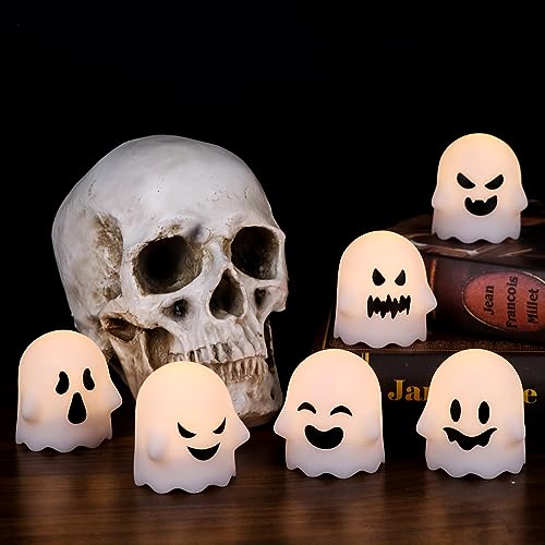 Halloween Ghost Flameless Flickering Candles - 6 Pack