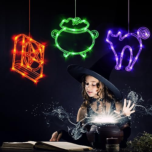 Halloween Spellbook, Cat, & Cauldron Lights