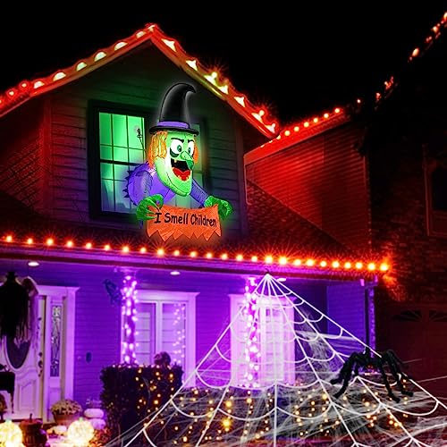 4 Ft Outdoor Halloween Witch Inflatable with LED Banner