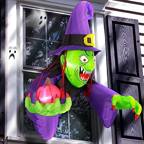 Halloween Inflatable: 4FT Witch Breaks Out with LED Lights