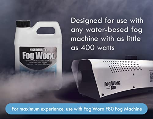 FogWorx Extreme High Density Fog Juice - Long Lasting, High Output, Odorless Water Based Fog Machine Fluid - 1 Quart, 32 Ounces for 400 Watt to 1500 Watt Machines