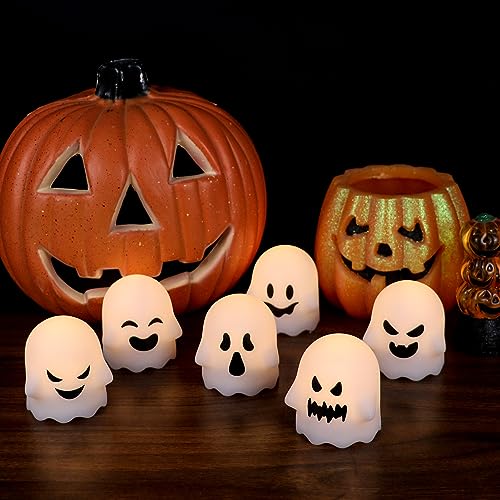 Halloween Ghost Flameless Flickering Candles - 6 Pack