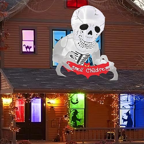 OurWarm 3.5FT LED Skull Halloween Inflatables Yard Decor
