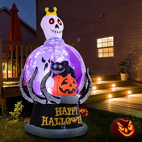 6ft LED Skull Halloween Inflatable Snow Globe