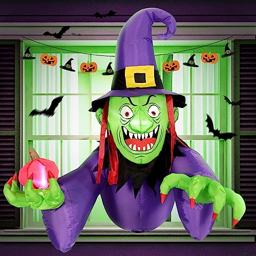 Halloween Inflatable: 4FT Witch Breaks Out with LED Lights